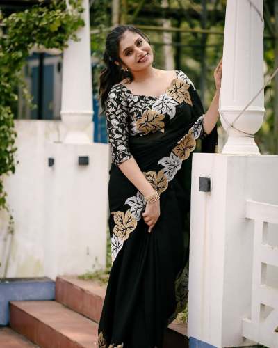 Exclusive satin chiffon silk saree for woman