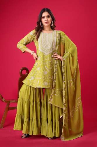 Exquisite Georgette Embroidered Sharara Set – A Perfect Blend of Style and Elegance