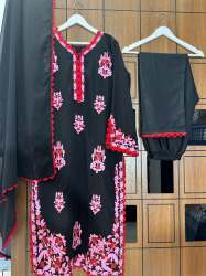 Fancy Beautiful Embroidery Work Long Kurti  - Pent With Dupatta