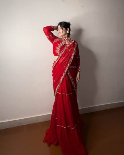 FANCY PARTY WEAR FAUX GEORGETTE LEHENGA SAREE 