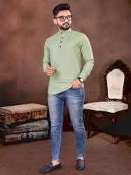 Fancy Plain Short Kurta For Mens 