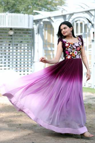 Faux Blooming Sequence Multi Embroidered Work Gown Collection