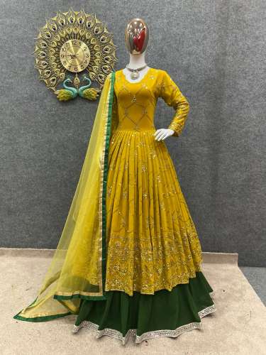 Faux Georgette Heavy Embroidery sequence work gown