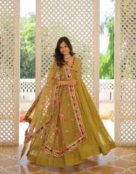  Faux Georgette With Embroidery Zari Sequins-work Anarkali Suit