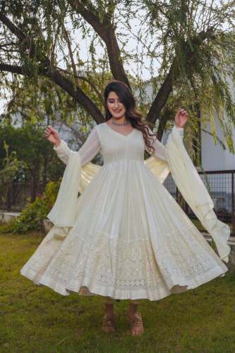 Faux Georgette With Heavy Embroidery Gown
