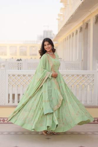 Faux Georgette with Zari & Sequins Embroidery Anarkali Suit 