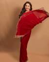  Flaming Red Georgette Embroidered Saree thumb 2
