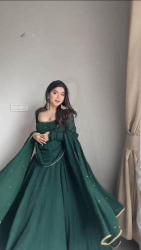 Foux Gorgette  lace broder with diamond Gown