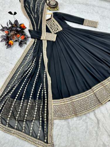 FOX GEORGETTE GOWN WITH EMBROIDERY  by Royal Export