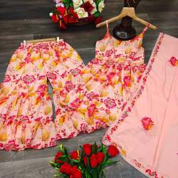 Flower Print Georgette Sharara Suit 
