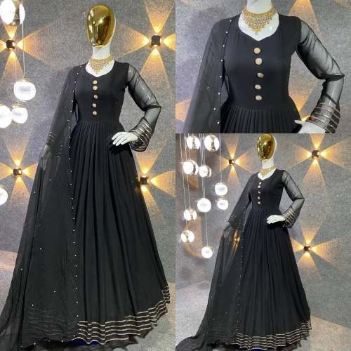 FOX GEORGETTE WITH *BUTTON* WORK ANARKALI GOWN