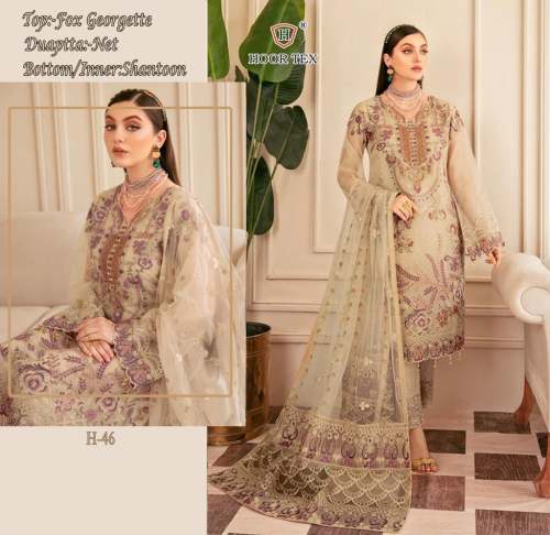 Fox Georgette With Embroidery Work 
