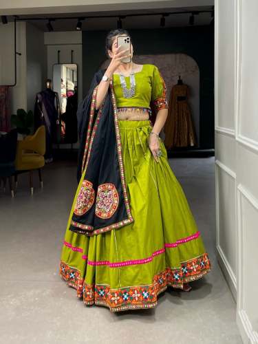 Gamthi Work Navratri Pure Cotton Lehenga Choli