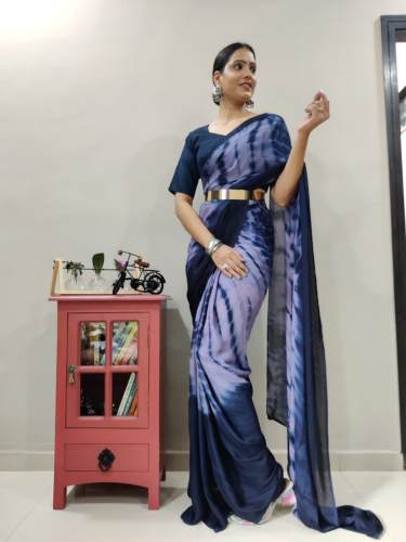 Georgette 3D Padding Work Ready to Wear Saree
