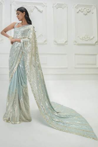 GEORGETTE SAREE WITH EMBROIDERED WORK