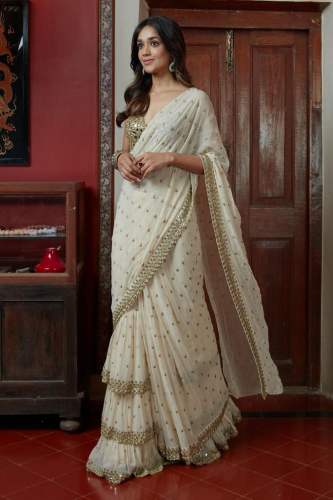 GEORGETTE SAREE WITH SEQUENCE EMBROIDERY WORK