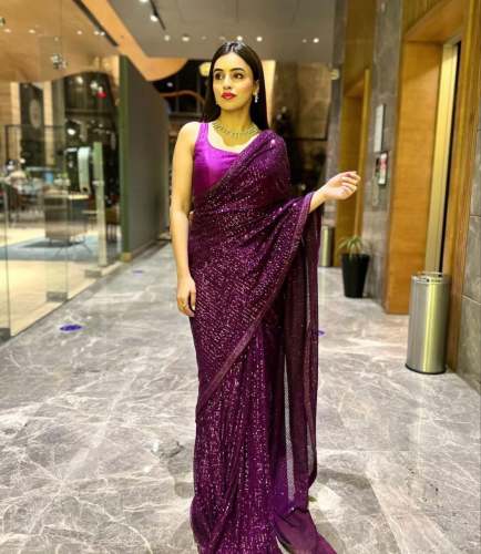 Georgette saree with sequins work