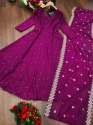 Georgette Wine Color Gown with Dupatta  thumb 2