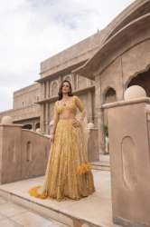 gorgeous golden color with sequence lehenga collection