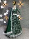 Green color Georgette Lehenga Choli With Embroidery Work thumb 6