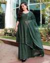 Green Heavy Georgette Plazzo Suit With Sequence Work  thumb 2