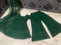Green Heavy Georgette Plazzo Suit With Sequence Work  thumb 3