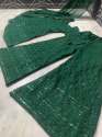 Green Heavy Georgette Plazzo Suit With Sequence Work  thumb 4