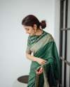 Green Pure Banarasi Silk Weaved With Copper Zari  thumb 3