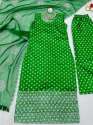 Green Silk Suit Set With Dupatta thumb 7