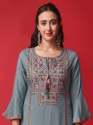 Grey Color Viscose Rayon Kurti Pant With Dupatta thumb 4