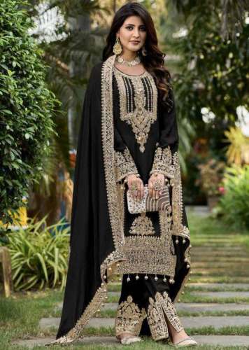  HEAVY CHINE SEQUINS WORK Faux GEORGETTE SUIT