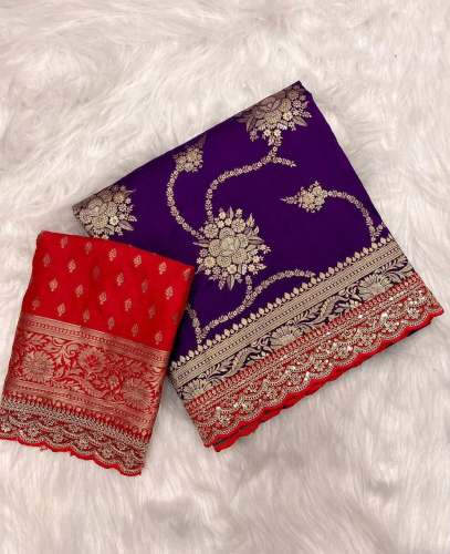 Heavy Dolla silk embroidery sequance work Saree 