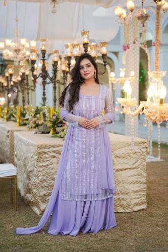  Heavy Embroidery Sequence Work Top-Plazo And Dupatta Set