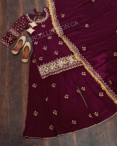 Heavy Faux Georgette Embroidery Sarara
