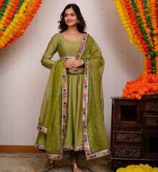 Heavy Faux Georgette Sequence Work Gown 