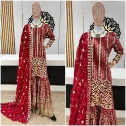Heavy Faux Georgette Sharara Plazzo Suit 
