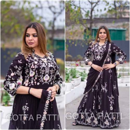 Heavy Faux Georgette With Embroidery anarkali gown