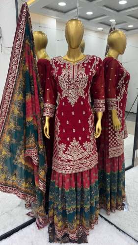 Heavy Faux Georgette With Heavy Embroidery Sequence Work Suit