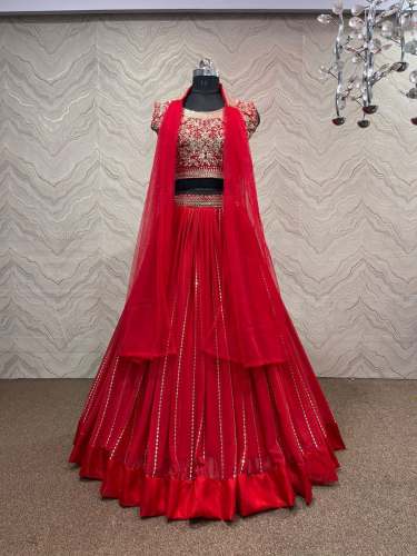 Heavy Fox Georgette Satin Patta lehengha choli