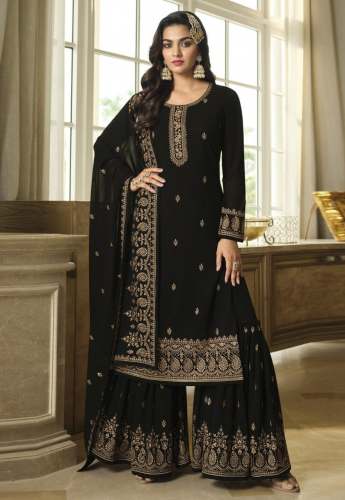 Heavy Fox Georgette Sharara Set With Embroidery Work 