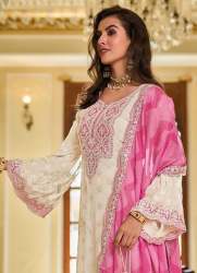 HEAVY FUAX GEORGETTE with EMBROIDERED CHINE SEQUINS WORK 