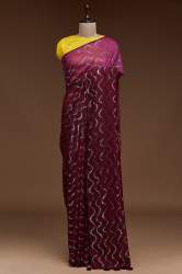 Heavy Georgette Fabric Sequence embroidery Saree 