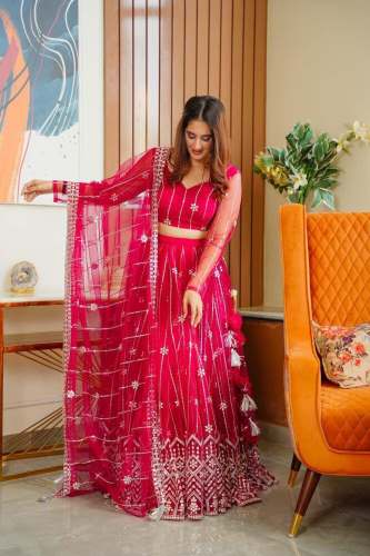 Heavy Net Embroidered Party Wear Lehenga Choli