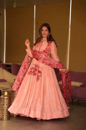 Heavy Pure Chinon Sillk Anarkali Gown
