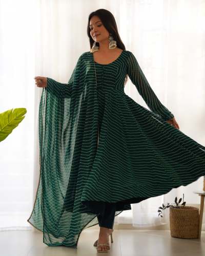  HEAVY PURE FOX GEORGETTE LAHERIYA PRINT ANARKALI