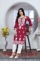 Heavy Rayon Chikankari Kurti Pent Set. thumb 1