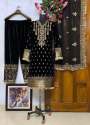 Heavy Velvet Zari Embroidery Work Plazzo Suits  thumb 3