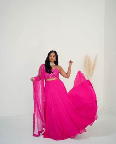 Hot Pink Designer Georgette Lehenga Choli