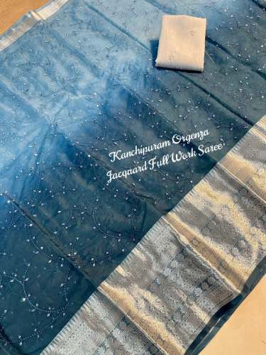 Kanchipuram Organza Jacquard Multi Work Saree