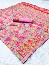 Kashmiri Weaving Multiple  Color Thrade Pure Zari Weaving Saree 